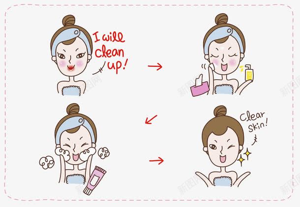 洗脸步骤png免抠素材_新图网 https://ixintu.com 保护皮肤 卡通 女孩 护肤 操作 模特 洗脸 清洁 爱美 白白的 美容 美白