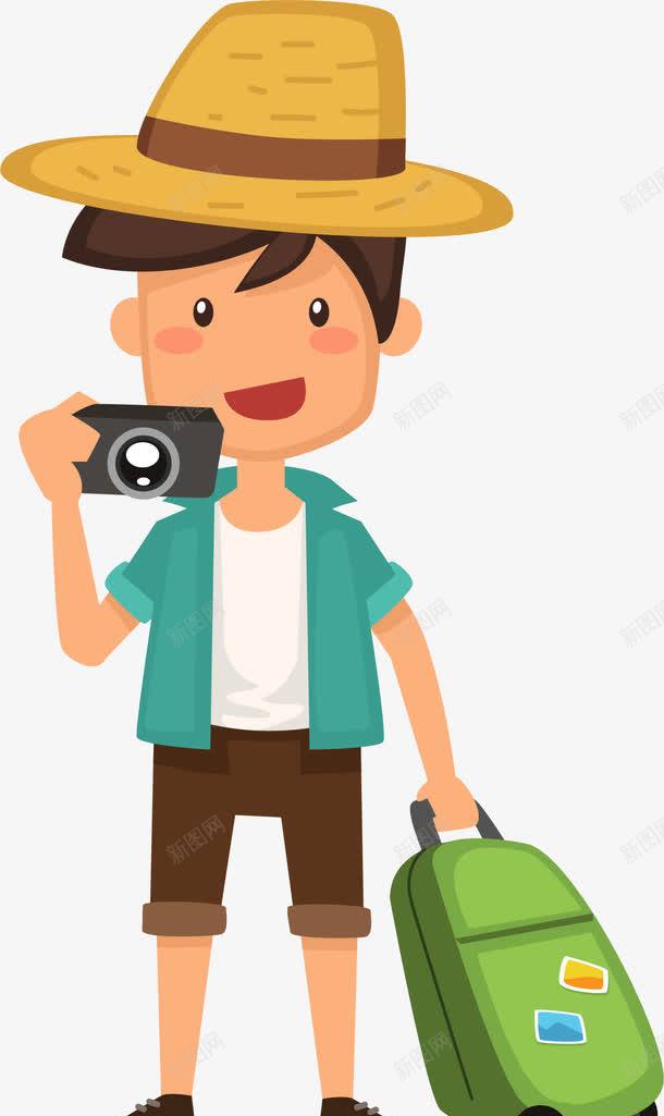 游客观光拍照png免抠素材_新图网 https://ixintu.com 假期 卡通 夏日度假 度假 戴草帽 探险者 旅游 旅游爱好者 旅游者 旅行 游客