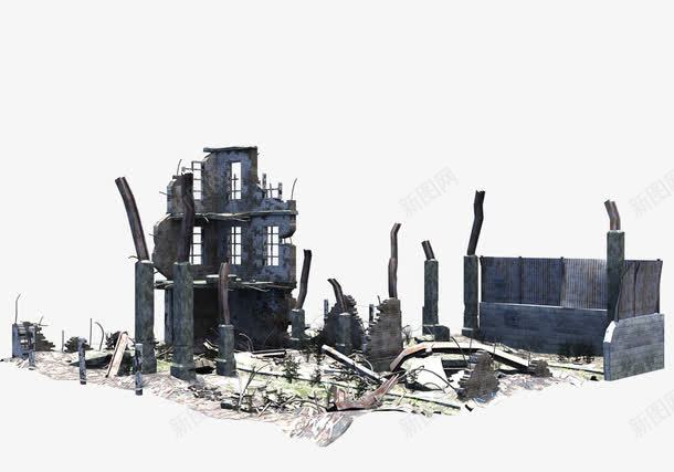废墟png免抠素材_新图网 https://ixintu.com 复古 废墟 建筑 战争废墟 残破 破旧