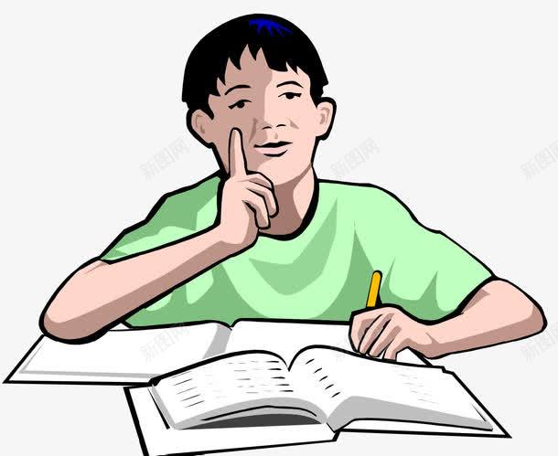 学生学习png免抠素材_新图网 https://ixintu.com 书本 做作业 学生学习 思考