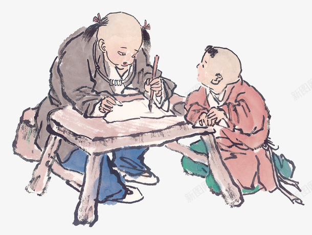 古代学堂读书书童psd免抠素材_新图网 https://ixintu.com 书法 传统 卡通 学习 学堂 小书童 教育 立体圆锥 读书