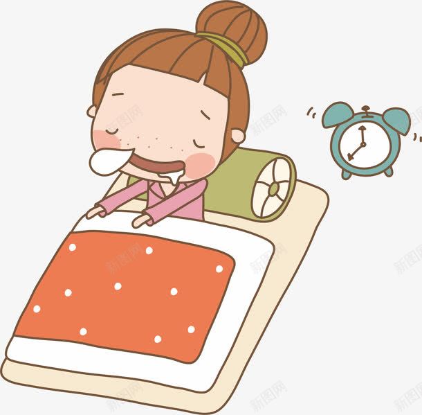 睡觉的女孩png免抠素材_新图网 https://ixintu.com 打呼 盖被睡觉 睡懒觉 睡觉 睡觉的女人 闹钟