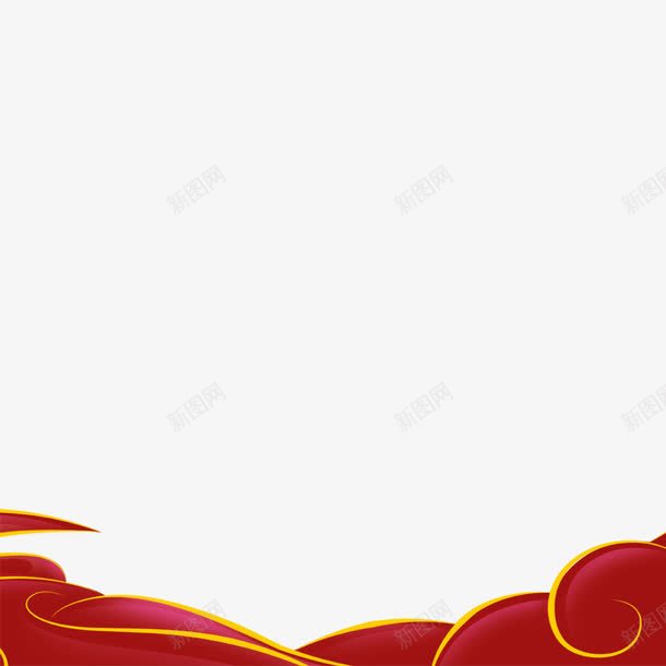 红色祥云png免抠素材_新图网 https://ixintu.com 卡通 唯美装饰 手绘 祥云 祥云装饰 红色 红色装饰 金色