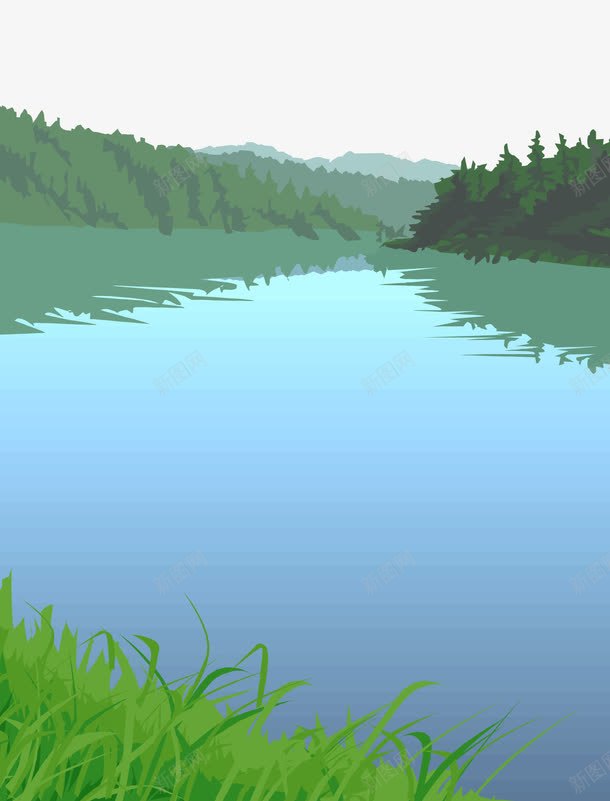 春天里的小河流png免抠素材_新图网 https://ixintu.com png图 卡通插画 小河流 山 春天 水彩河流 矢量插画