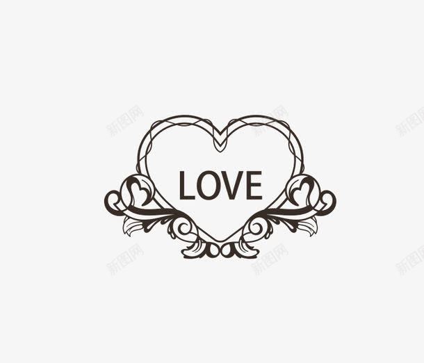 lovepng免抠素材_新图网 https://ixintu.com 婚恋素材 欧式花纹 花纹 英文字母 装饰 黑色