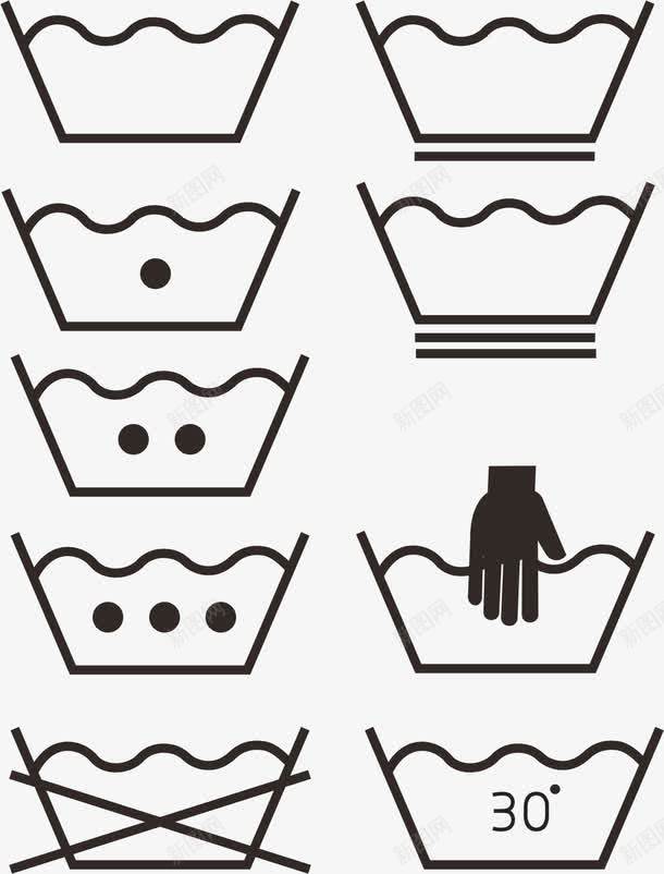 洗水标志图标png_新图网 https://ixintu.com PNG元素 免费下载 如何清洗衣物 扁平化小图标 手洗 提醒专用小图标 洗衣专用小图标 爱护衣物 线性小图标 黑白