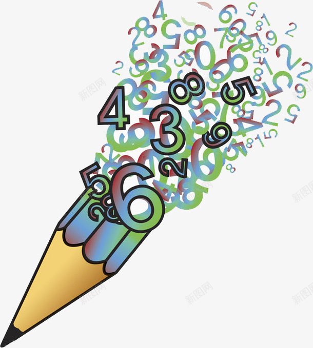 创意铅笔写数字png免抠素材_新图网 https://ixintu.com 创意 卡通 吸引力 学习 彩色 手绘 教学 数字 铅笔