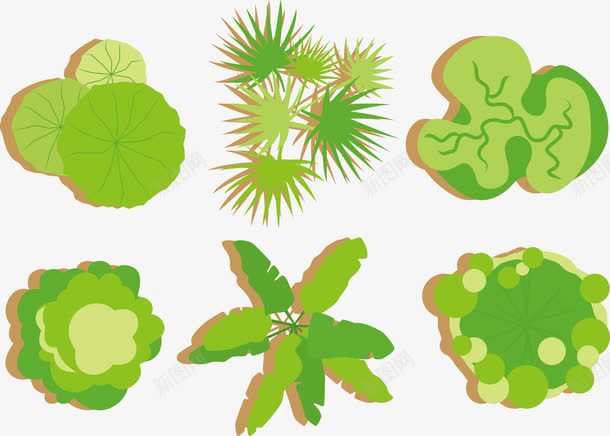 绿植平面图png免抠素材_新图网 https://ixintu.com 园林 树俯视图 树冠 树头 植被 绿色 设计