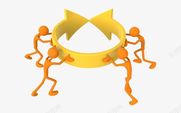 单项循环圈圈png免抠素材_新图网 https://ixintu.com 3D商业人物素材 垄断 小人指路 环形箭头 黄色小人