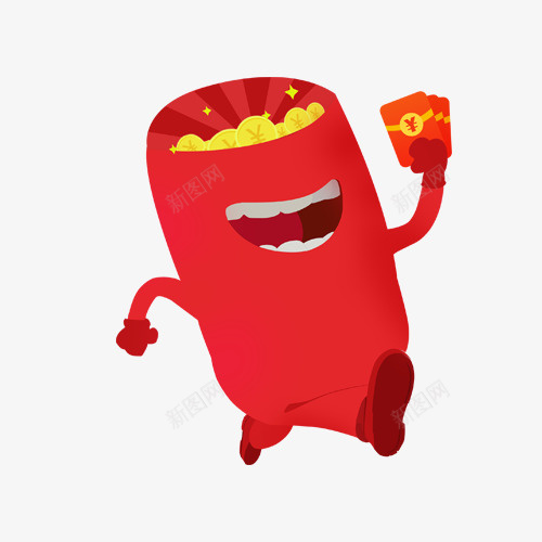 奔跑的开心卡通红包png免抠素材_新图网 https://ixintu.com 卡通 卡通红包 奔跑 开心 灰色 红色 黄色