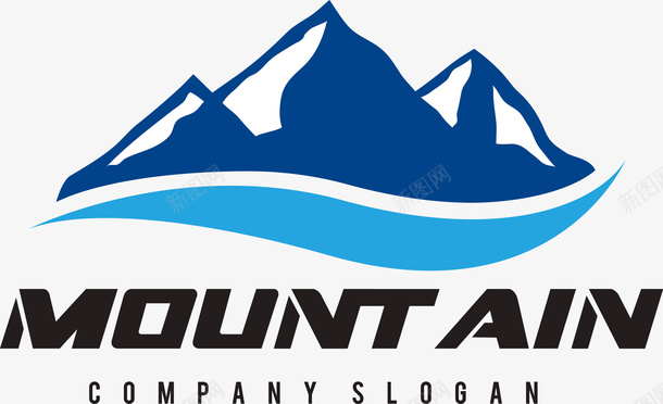 蓝色山峰标志图标png_新图网 https://ixintu.com logo 动感 图标 山峰 山水标志 山脉 山脉标志 标识 线条 蓝色 轮廓 风光 风景