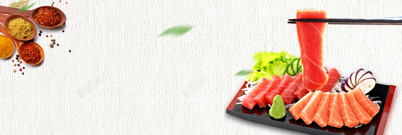 淘宝天猫电商美食日本寿司生鱼片日系海报背景