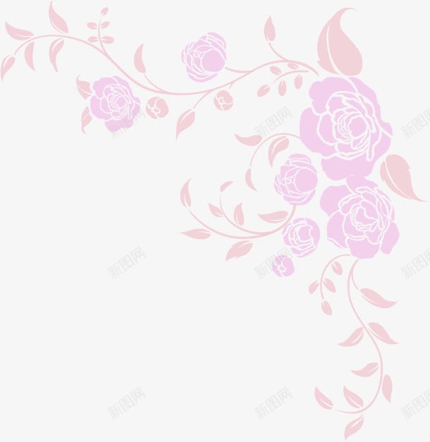粉色手绘玫瑰花藤蔓婚礼花纹png免抠素材_新图网 https://ixintu.com 婚礼 玫瑰花 粉色 花纹 藤蔓