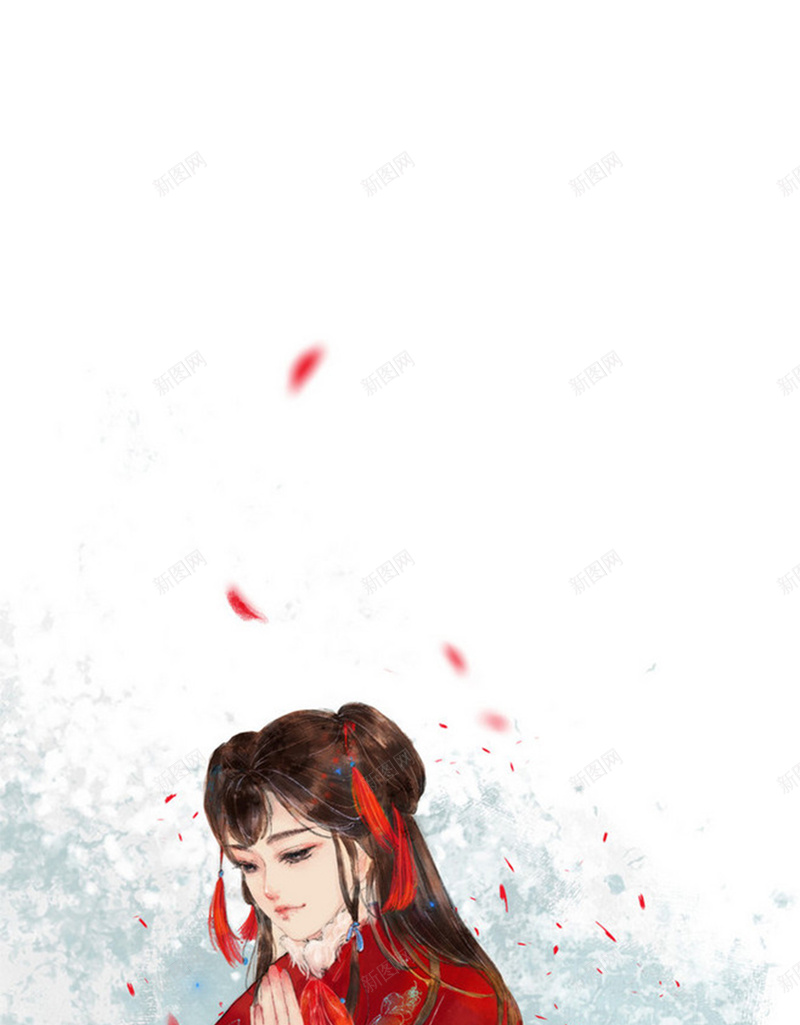 唯美古典浪漫美女H5图jpg设计背景_新图网 https://ixintu.com 古典 古风 唯美 唯美古典美女H5素材 意境 插画 文艺 浪漫 清新 美女 花瓣