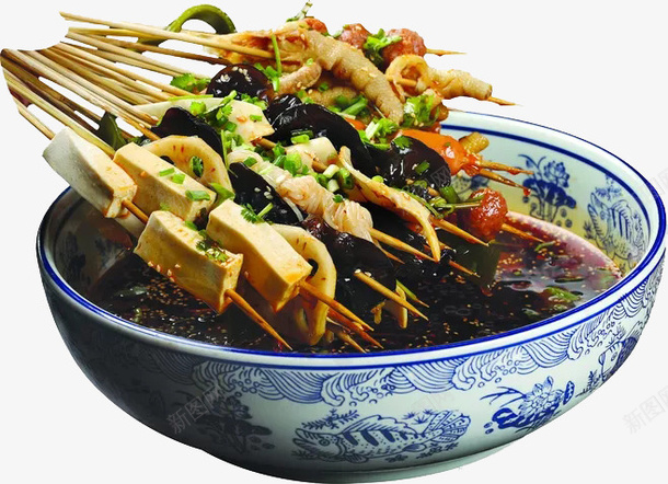 地方小吃串串png免抠素材_新图网 https://ixintu.com 中餐 串串 冒菜 地方风味 大杂烩 美食 聚餐 饮食文化 香菇肉片