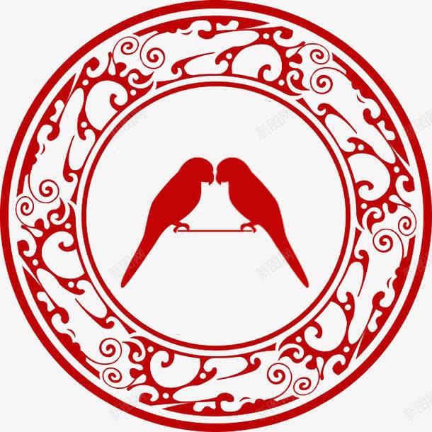 喜庆剪纸图标png_新图网 https://ixintu.com png图片素材 免费png素材 图标素材 小鸟 矢量元素 花纹圆框