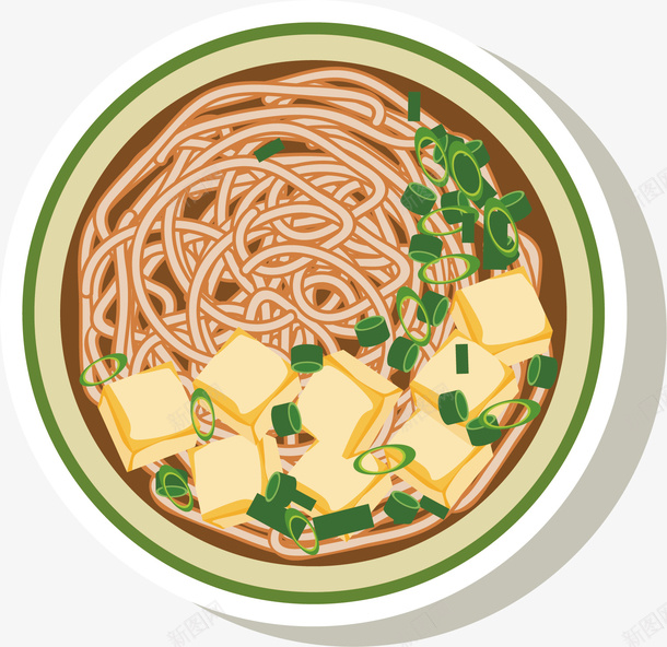 一碗美味的面条png免抠素材_新图网 https://ixintu.com 一大碗 一碗汤面 吃面卡通 汤面 汤面碗 美味 葱花 豆腐 面条 食物