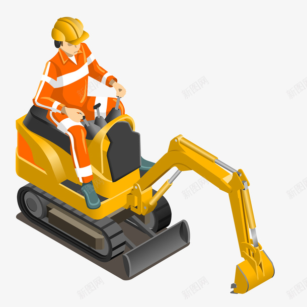 操作小型挖掘机的工人矢量图ai免抠素材_新图网 https://ixintu.com 小型机器 工人 工地 工程 挖掘机 施工 矢量图