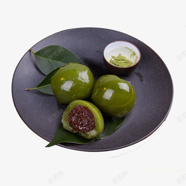 豆沙清明果子摄影png免抠素材_新图网 https://ixintu.com 产品实物 传统手工糕点 美食摄影 艾草糯米糍粑 豆沙清明果子摄影 青团 青团一盘 青团子