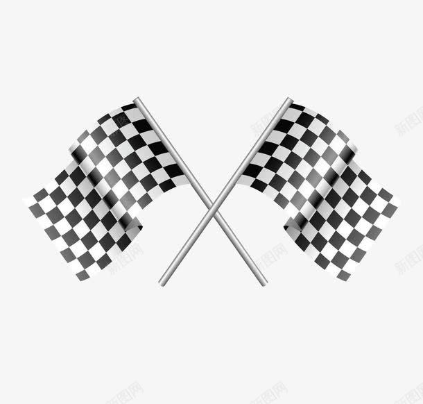黑白竞赛格子旗png免抠素材_新图网 https://ixintu.com 交叉 几何 卡通 填色练习 手绘 旗帜 格子旗 竖旗 竞赛 赛车 黑白