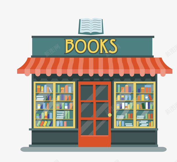 卡通扁平化书店矢量图eps免抠素材_新图网 https://ixintu.com books 书店 卡通商店 商场 商店 商店png 商铺 商铺png 商铺扁平 商铺门 扁平化商铺 杂货铺 矢量商铺 矢量图