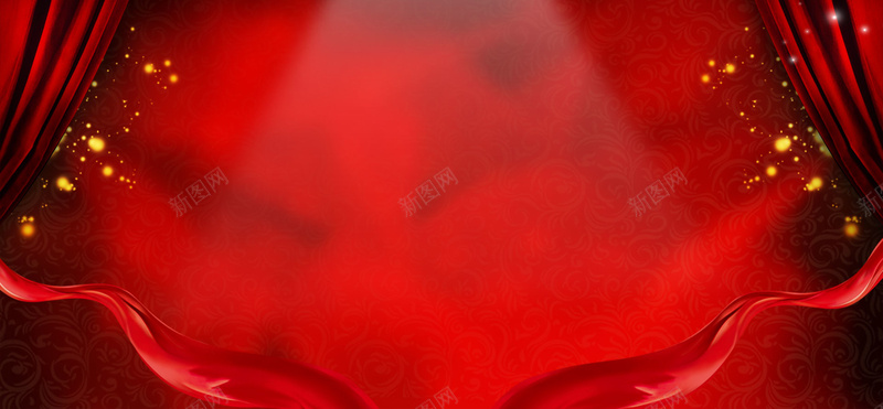 中国红舞台海报背景psd设计背景_新图网 https://ixintu.com 中国风 光晕 天猫 幕布 星光 海报 淘宝 渐变 红色 绸布 背景