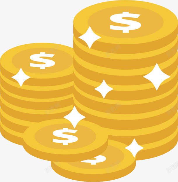 堆在一起的金币矢量图ai免抠素材_新图网 https://ixintu.com 创意 卡通 商务 手绘 游戏币 简约 金币 矢量图