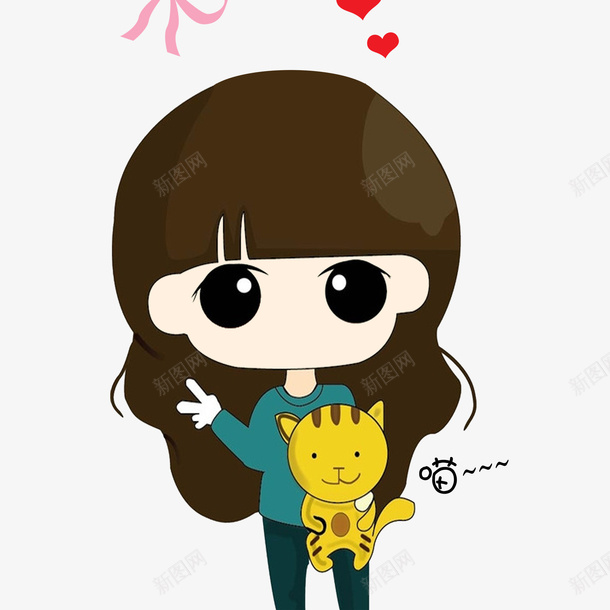 小女孩宠物猫卡通顾客psd免抠素材_新图网 https://ixintu.com 卡通顾客 大眼睛 宠物猫 小女孩 小孩 彩色 简约 美丽 美观