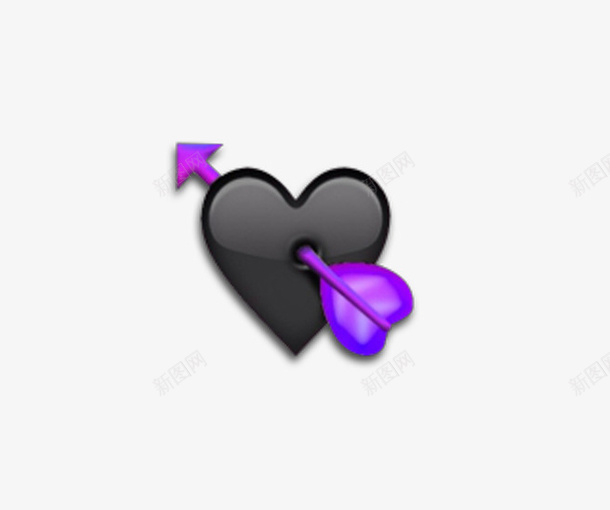 黑色一箭穿心的表情png免抠素材_新图网 https://ixintu.com emoji表情 一箭穿心 可爱 心形 符号 紫色箭矢 表情 黑色爱心