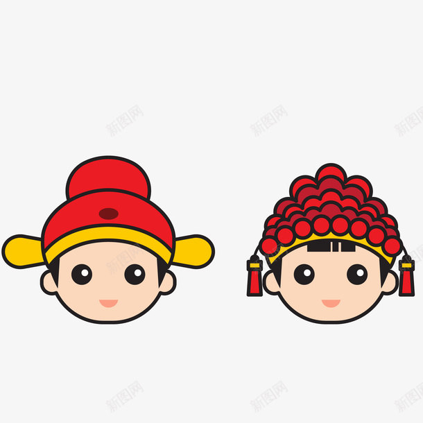 卡通手绘婚礼人物的头像矢量图ai免抠素材_新图网 https://ixintu.com 人物头像 人物设计 喜宴 婚礼 新婚 结婚 矢量图