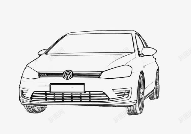 大众小汽车线条png免抠素材_新图网 https://ixintu.com 图案 大众 小汽车 小汽车简笔画 线条