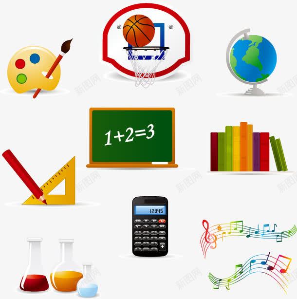 教学元素png免抠素材_新图网 https://ixintu.com 学习 学生 尺子 教学 文具 用品 篮球 铅笔 黑板