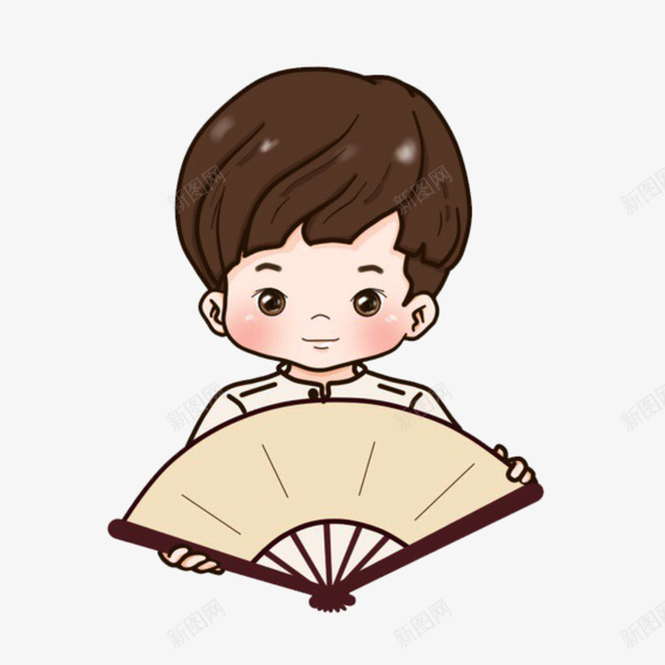 拿着一把折扇的男孩png免抠素材_新图网 https://ixintu.com 人物 卡通 学生 扇子 手绘图 折扇 男孩