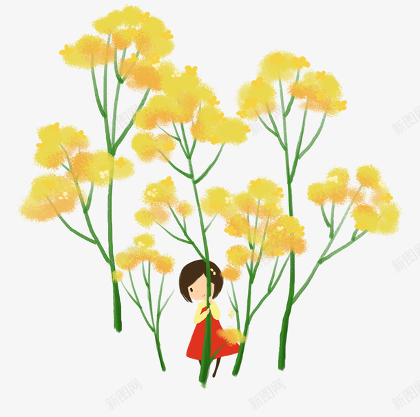 春日装饰插画黄色油菜花与小女孩png免抠素材_新图网 https://ixintu.com 小女孩插图 插画 春日 春日装饰插画黄色油菜花与小女孩插图免费下载 油菜花 装饰插图 黄色