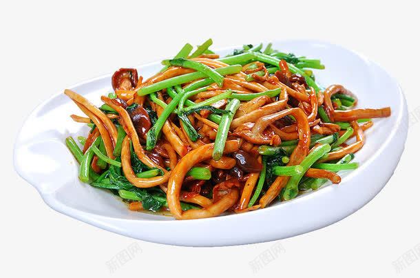 茶树菇炒茼蒿png免抠素材_新图网 https://ixintu.com 炒菜 热菜 美食 蔬菜