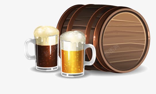 手绘酒桶和啤酒png免抠素材_新图网 https://ixintu.com 一杯啤酒 卡通啤酒杯 啤酒 啤酒PNG免抠 啤酒杯 啤酒节 啤酒花 手绘啤酒杯 水花 泡沫 酒桶