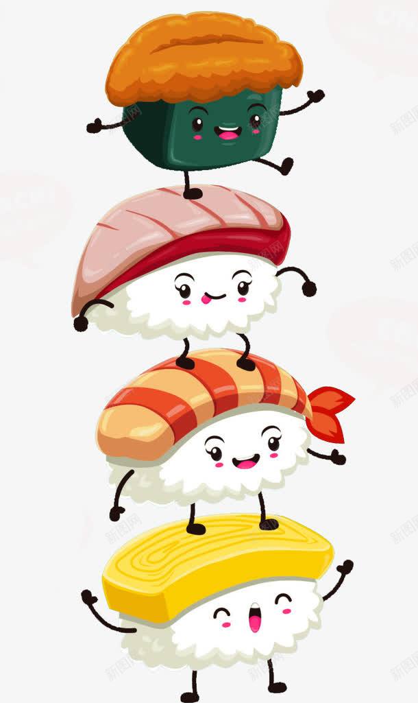 超可爱寿司png免抠素材_新图网 https://ixintu.com 三文鱼 寿司 日本 肉松 表情 饭团
