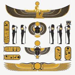 象形文字古埃及翅膀士兵图案高清图片