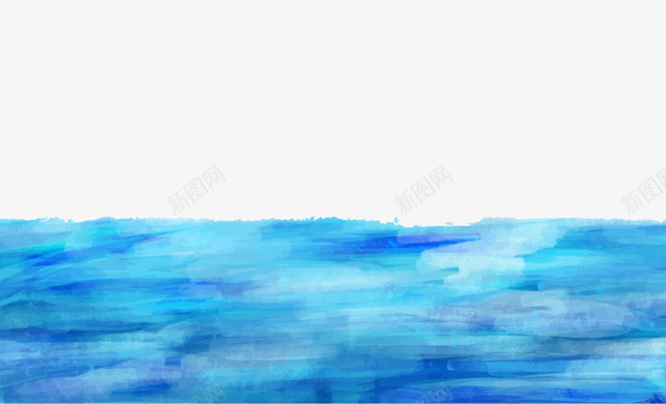 水彩绘蓝色大海风景矢量图ai免抠素材_新图网 https://ixintu.com 水彩画 海面 蓝色 矢量图
