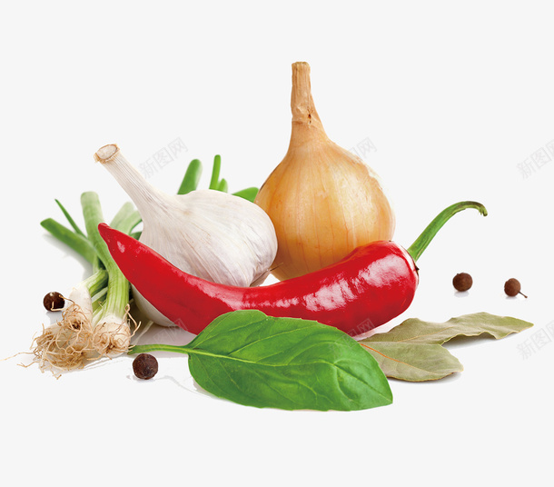 大蒜辣椒食材png免抠素材_新图网 https://ixintu.com PNG免抠 PNG免抠素材 叶子 大蒜 植物 红尖椒 绿色 花椒 辣椒 食材