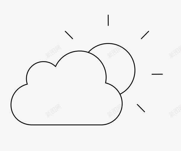 com 云朵 卡通 太阳 手绘 简图 简笔 线条 黑色