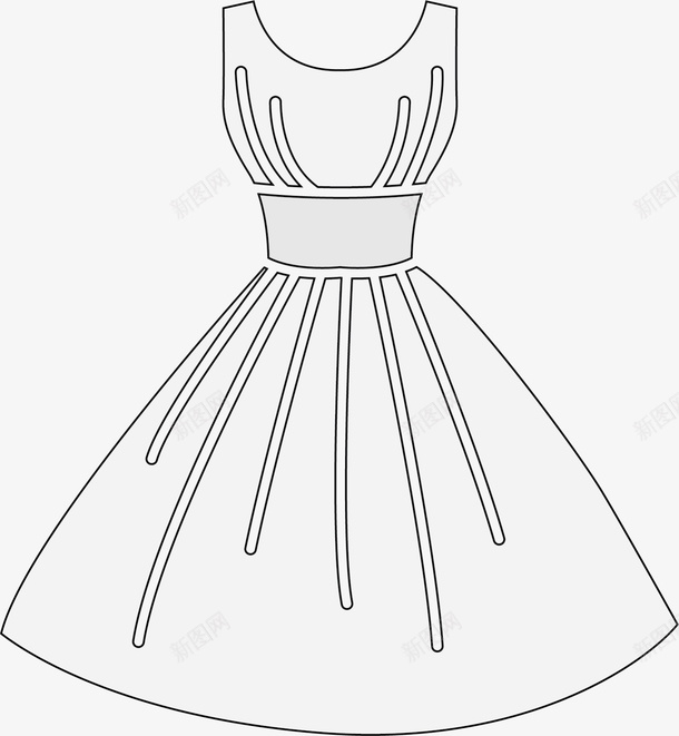 简约线条白色裙子png免抠素材_新图网 https://ixintu.com 女裙 婚庆 婚礼 婚纱 服饰 浪漫 爱情 白色裙子 礼服 裙装