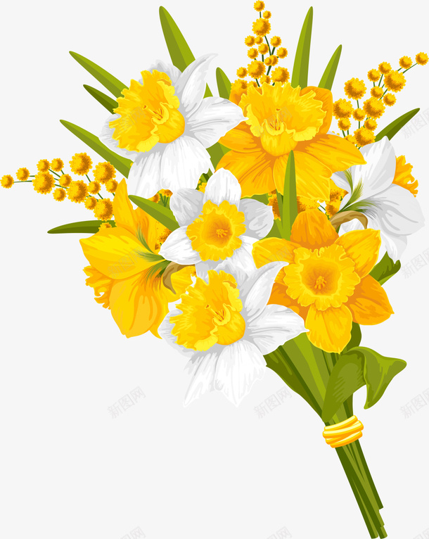 黄色美丽春季花束png免抠素材_新图网 https://ixintu.com 捧花 春天 春季 春日 花朵 花束 装饰图案 鲜花