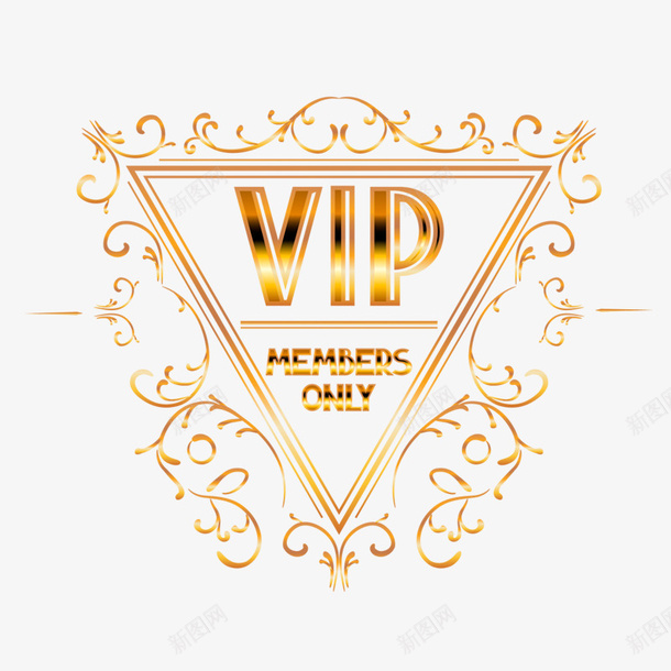金色VIP三角形商务标签png免抠素材_新图网 https://ixintu.com VIP 光泽 字母 花纹 英文 装饰 质感 边框 金色