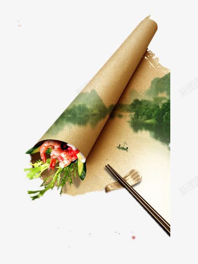 中国美食png免抠素材_新图网 https://ixintu.com 中国风 中餐 水墨画