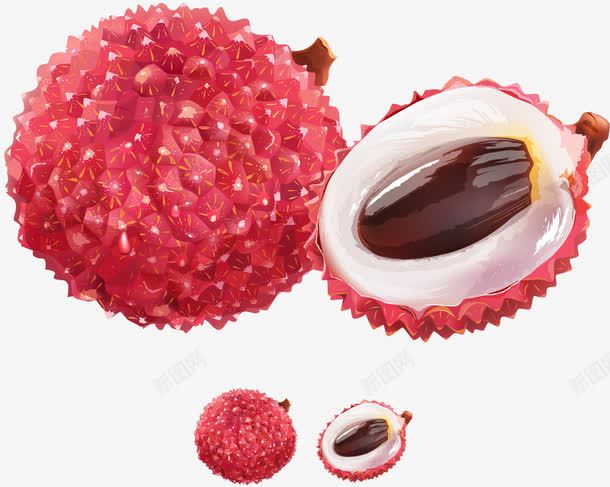 新鲜美味的荔枝png免抠素材_新图网 https://ixintu.com 新鲜荔枝 水果 矢量素材 粉色 荔枝
