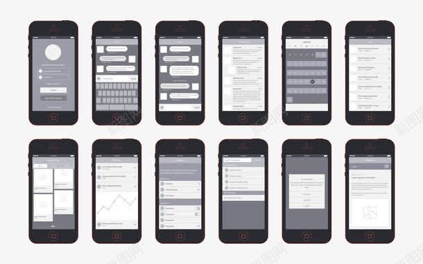 APP线框工具包png免抠素材_新图网 https://ixintu.com APP UI素材 交互 低保真 原型图 线框图