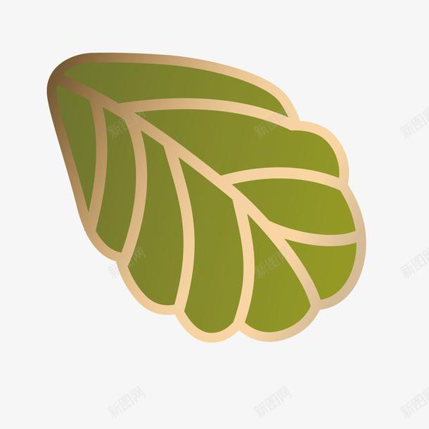 金边绿色树叶元素矢量图ai免抠素材_新图网 https://ixintu.com 光泽 树叶 植物 渐变 环境 绿色 自然 边框 金色 矢量图