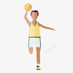 打篮球的黑人少年矢量图素材