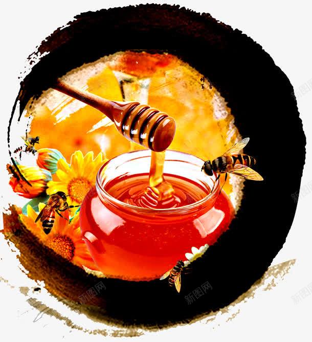 蜂蜜蜜蜂png免抠素材_新图网 https://ixintu.com 天然蜂蜜 搅蜜棒 槐花蜜 水墨 洋槐蜂蜜 洋槐蜜 淘宝天猫 美味 花朵 蜂蜡 蜜蜂 野蜂蜜 餐饮美食